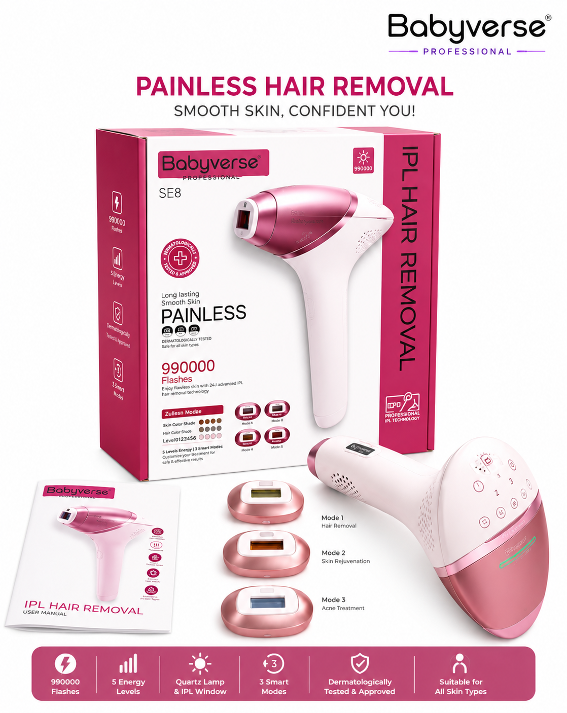 Babyverse IPL Hair Removal Device – Smooth Skin at Home
